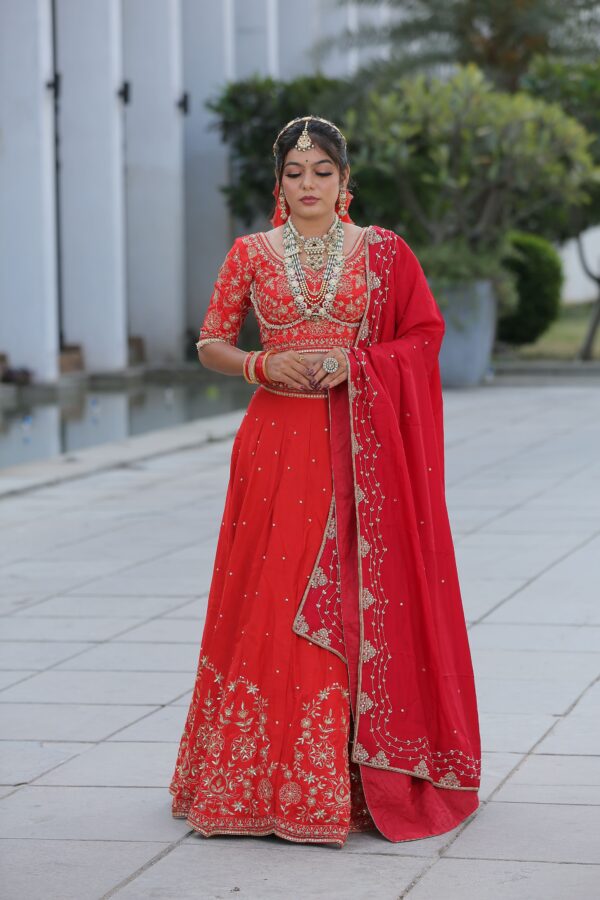 Red Rawsilk Crapsilk Duppta