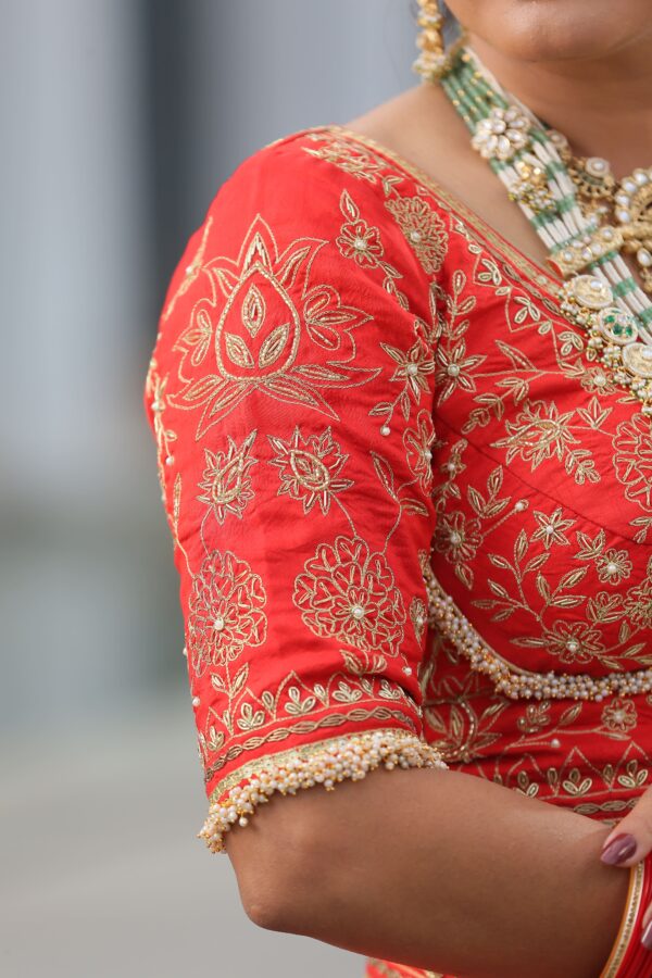 Red Rawsilk Crapsilk Duppta - Image 4
