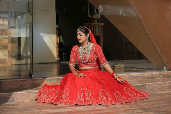 Red Rawsilk Crapsilk Duppta - Image 5