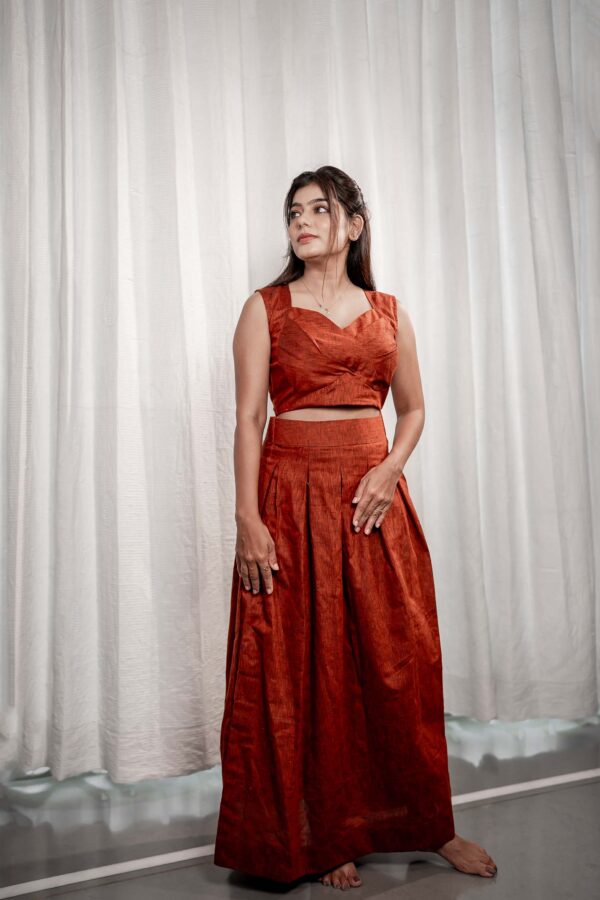 orange skirt top linen cotton