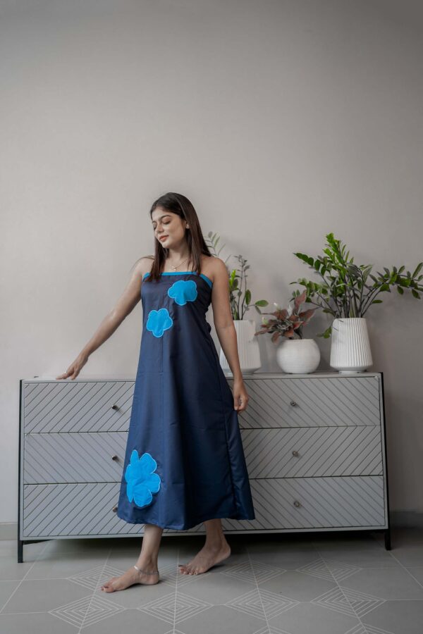 blue one piece cotton blend patchwork - Image 3