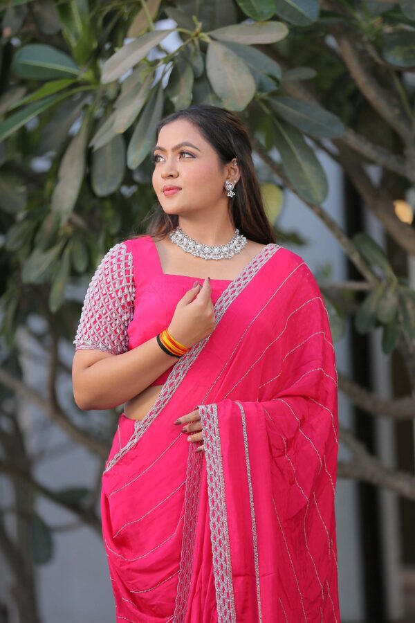 Pink Crapsilk Saree - Image 3